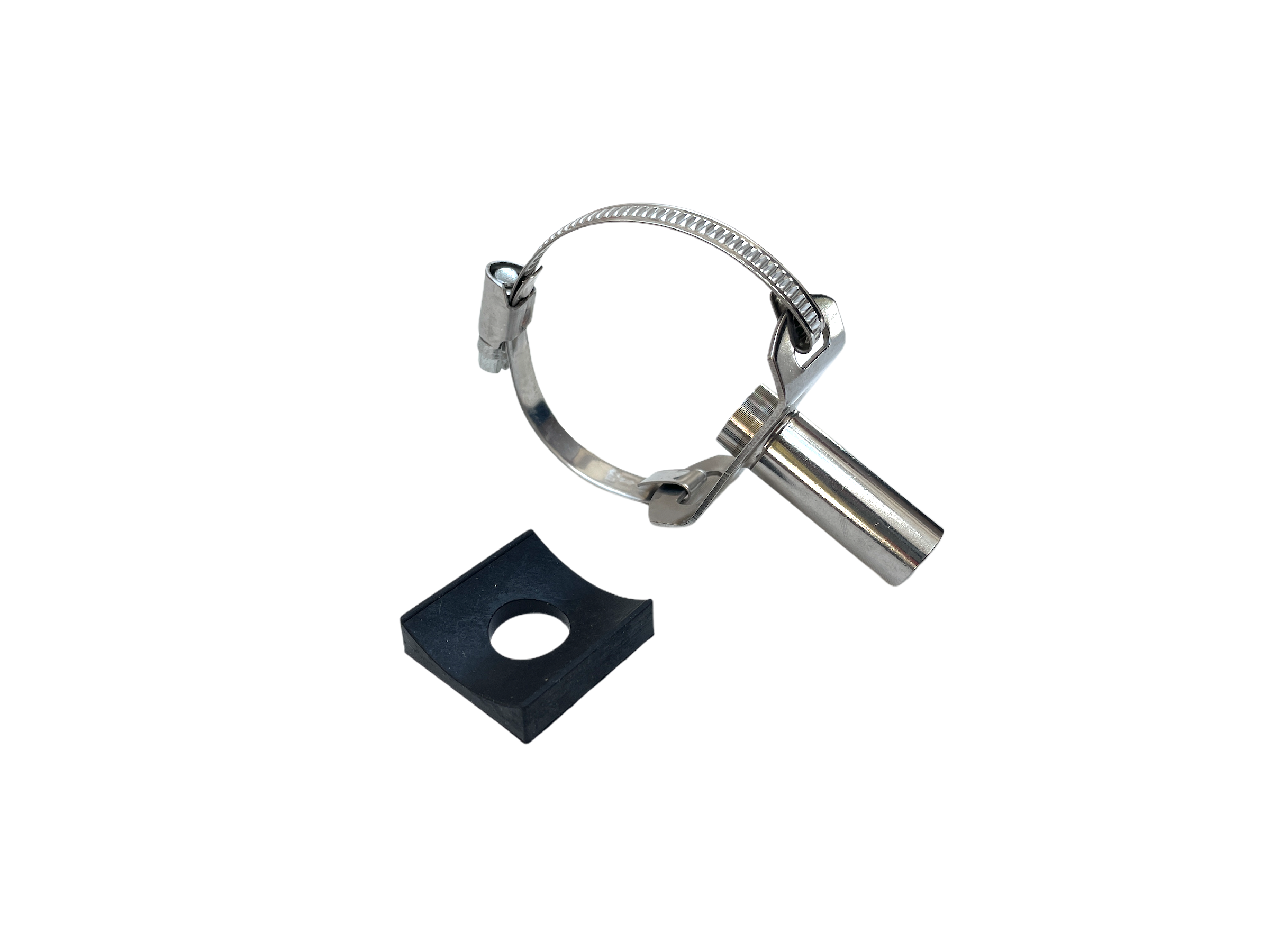 Milchanschluss, Edelstahl, 16/18 mm, gerade, mit Schlauchschelle (Edelstahl) inkl. Dichtung für Ø 38 bis 52 mm Milchleitung