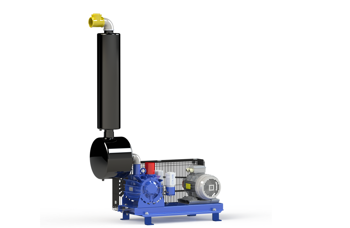 Vakuumpumpe GPV 2200 auf Konsole komplett, 2300 Liter/min, 5,5 KW / 7,5 PS inkl. Ölabscheider, Öler und Schalldämpfer