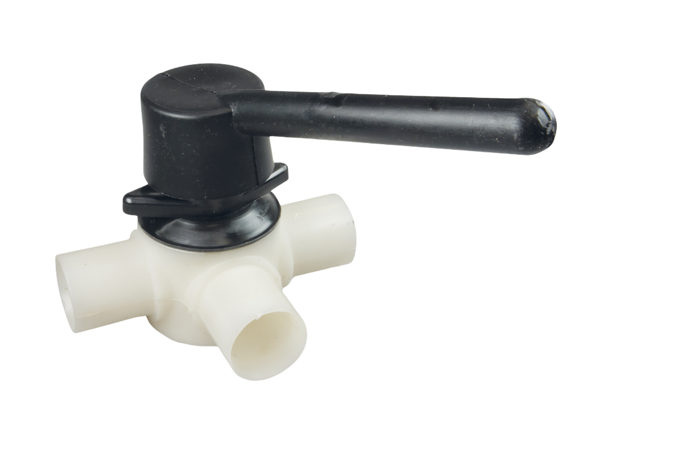 3-Wegehahn, Kunststoff, für Ø 50mm Leitung