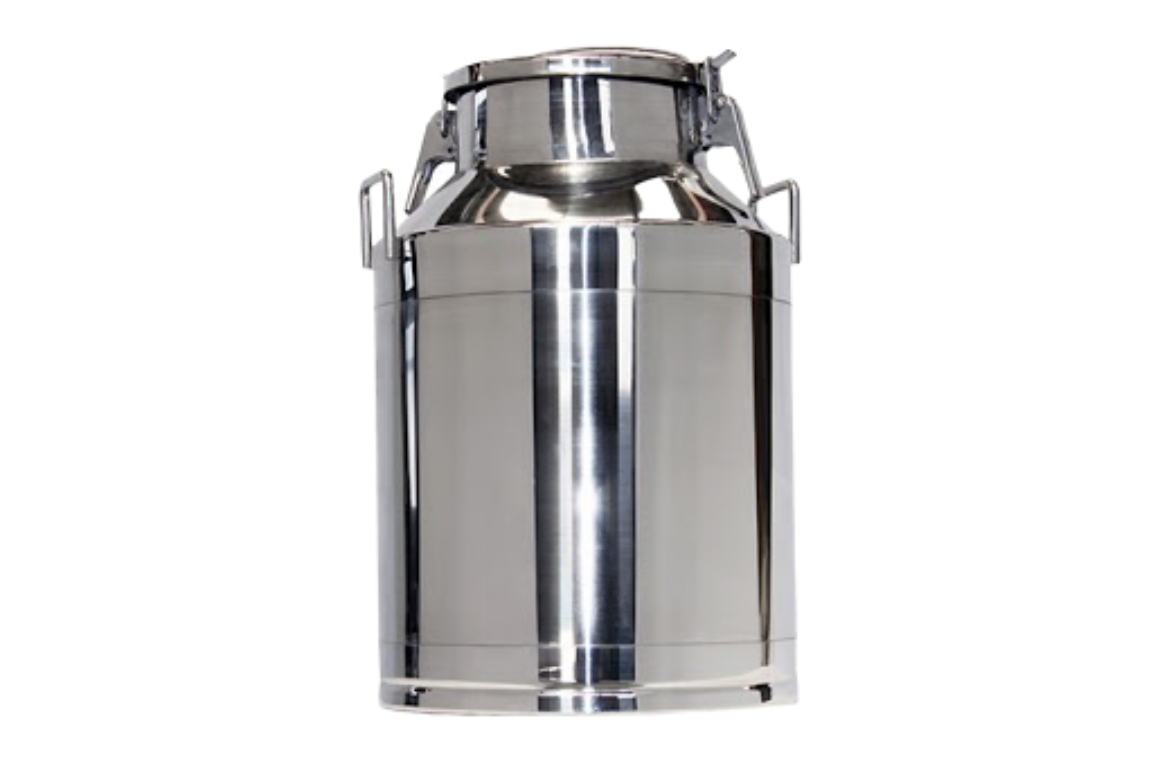 Melkeimer, Edelstahl, 30 Liter, mit Deckel und Klappverschluss