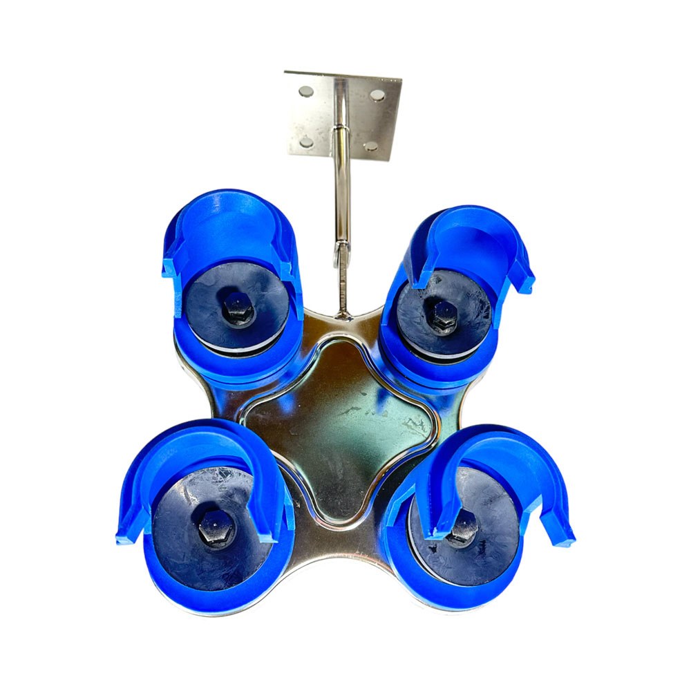 Spülgerät aufklappbar, Anschluss rechts, mit Kunststoff Halterung, blau